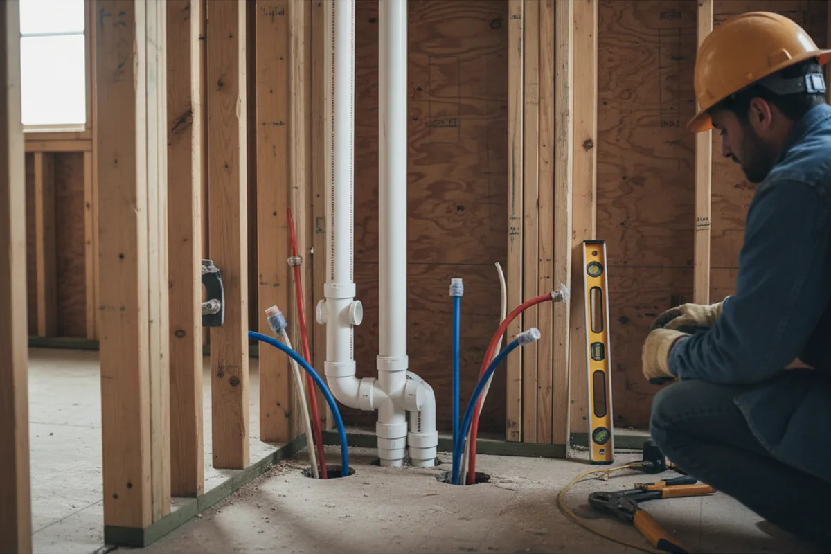 Drain and supply rough-in during Leak Detection in Pottstown